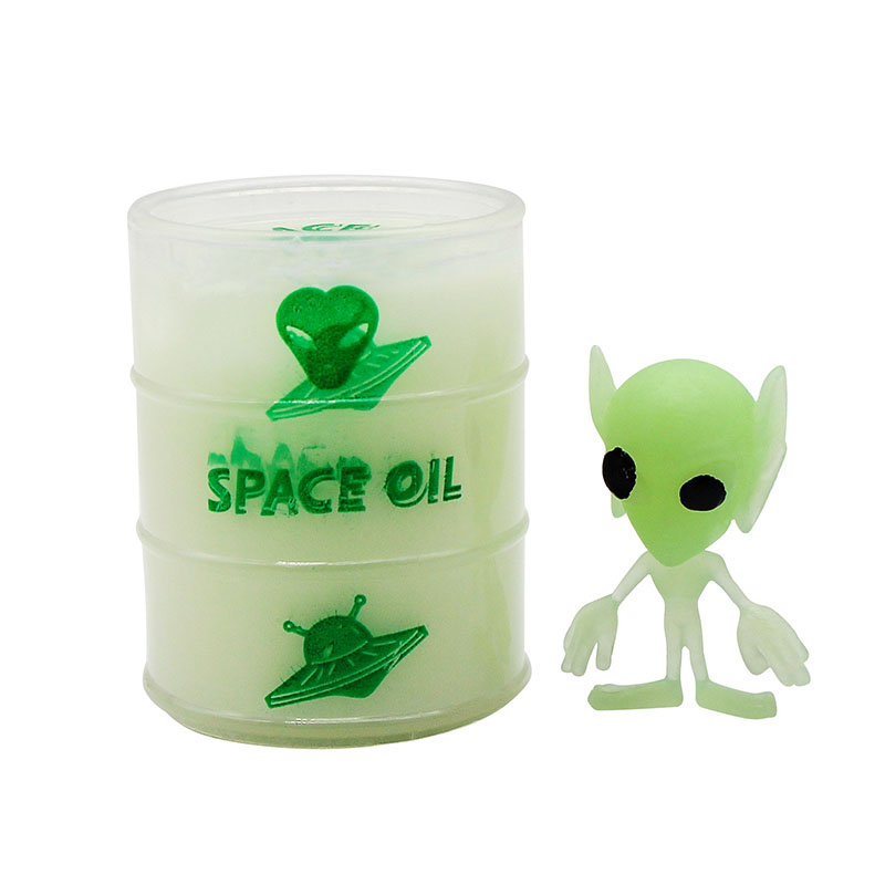 Glow-in-the-dark aliens oil drum slime