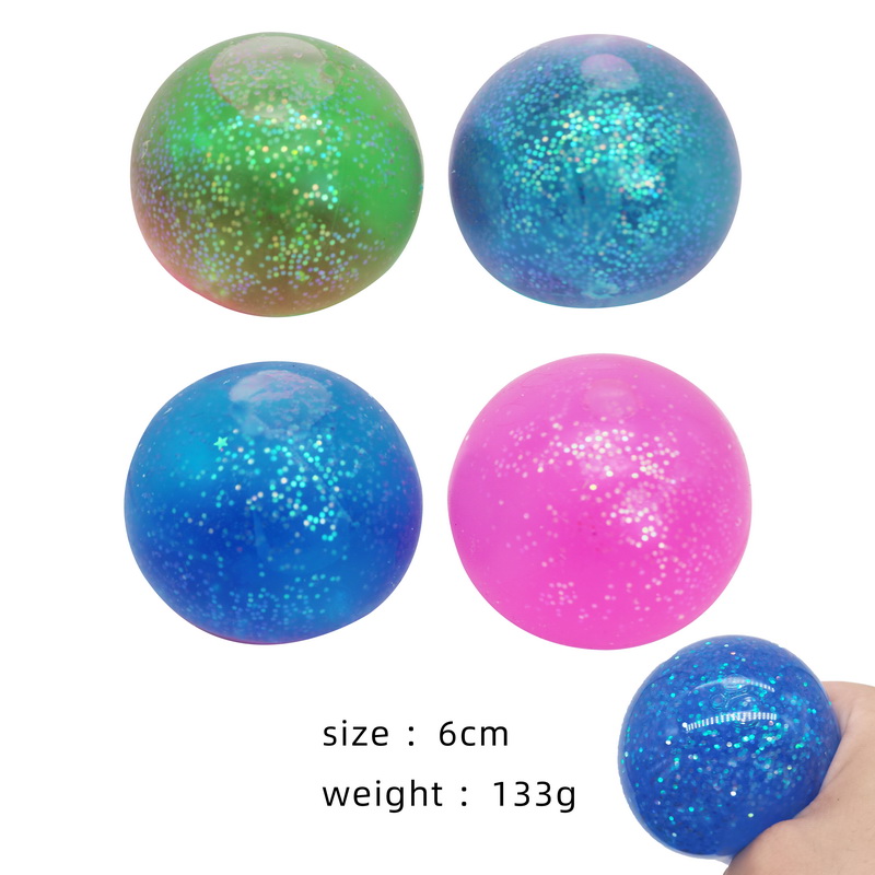 TPR Squishy 4 Colors Glitter Ball